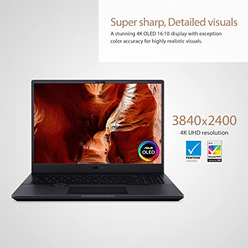ASUS ProArt StudioBook 16 OLED Laptop, 16” 3840x2400 OLED Display, Intel core i7, 32GB DDR4, 1TB PCIe SSD, Nvidia Geforce RTX 3060, Windows 11 Pro, H7600HM-XB76, Star Black