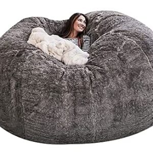 FEYOTH (it was only a Cover, not a Full Bean Bag Giant Fur Bean Bag Chair for Adult Living Room Furniture Big Round Soft Fluffy Faux Fur BeanBag Lazy Sofa Bed CoverFaux Fur BeanBag Lazy Sofa Bed Cove