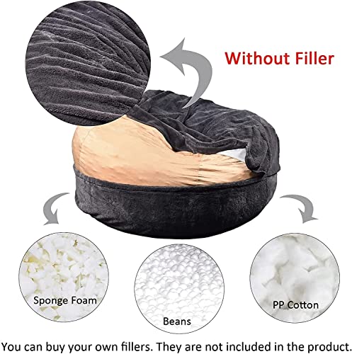 FEYOTH (it was only a Cover, not a Full Bean Bag Giant Fur Bean Bag Chair for Adult Living Room Furniture Big Round Soft Fluffy Faux Fur BeanBag Lazy Sofa Bed CoverFaux Fur BeanBag Lazy Sofa Bed Cove