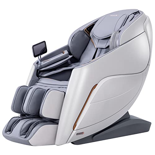 iRest 2023 4D Massage Chair Recliner System, Zero Gravity Shiatsu Massager with AI Voice Control, SL Track, Heating, Touch Screen, Quick Access Buttons (Beige)