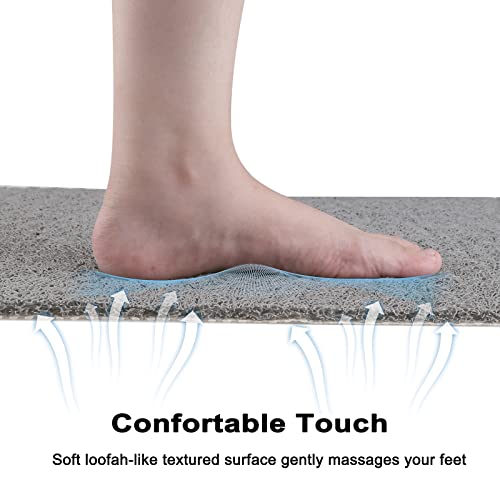 Leotruny Bath Tub Shower Mat 40 x 16 Inch Non Slip Soft PVC Loofah Bathtub Mats for Bathroom (C01-Dark Grey)