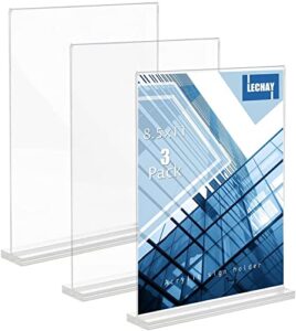 3 pcs acrylic sign holder, 8.5 x 11 inches clear table menu display stand desktop display stand paper holder table top sign holder suitable for restaurants, office, home, store (3pcs-acrylic)