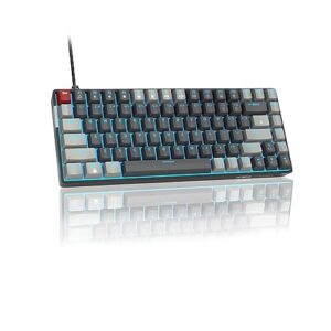 magegee 75% mechanical keyboard, wired gaming keyboard with blue switches and ice blue backlit small compact 75 percent keyboard mechanical, portable gaming keyboard gamer for pc, mac(grey black)