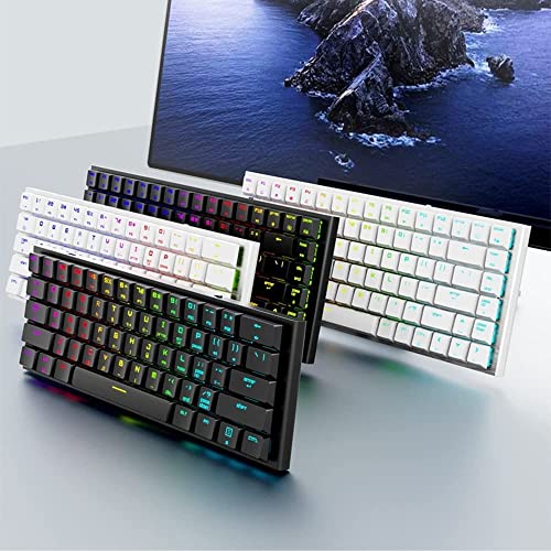 Magic Refiner MK28 60 Percent RGB White Gaming Keyboard, 61 Keys Mechanical Bluetooth/2.4G/USB Wired for Option, Compatible for Windows/iOS/Linux/Andriod PC/Mac Keyboard (Red Switch)