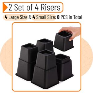 Mr. Pen- Adjustable Bed Risers, Furniture Risers, Set of 4 Risers, Elevation in Heights 3, 5 or 8 Inch, Table Riser, Risers for Bed Frame, Bed Height Risers, Bed Raiser, Bed Frame Riser, Desk Risers
