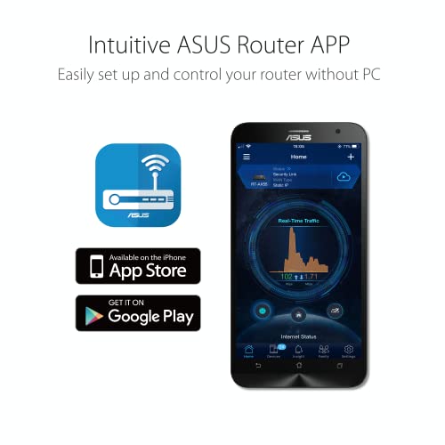 ASUS RT-AX1800S Dual Band WiFi 6 Extendable Router, Subscription-Free Network Security, Parental Control, Built-in VPN, AiMesh Compatible, Gaming & Streaming, Smart Home