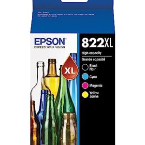 Epson 822 DURABrite Ultra Ink High Capacity Black & Color Cartridge Combo Pack (T822XL-XCS) Works with Workforce Pro WF-3820, WF-3823, WF-4820, WF-4830, WF-4833, WF-4834