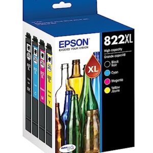 Epson 822 DURABrite Ultra Ink High Capacity Black & Color Cartridge Combo Pack (T822XL-XCS) Works with Workforce Pro WF-3820, WF-3823, WF-4820, WF-4830, WF-4833, WF-4834