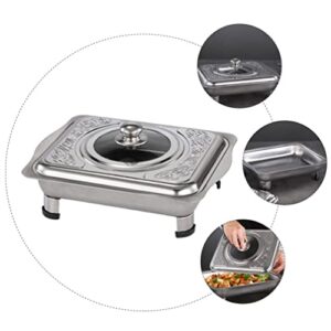 Buffet Platters Dish Tray Chafing Dish Buffet Shabu Hot Pot with Lid 4 Leg Stainless Steel Buffet Warmer Food Pan Fondue Pot for Restaurant Home Kitchen Picnic Catering Supplies Chafing Dish