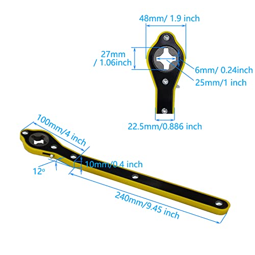 Universal Automotive 360° Labor-Saving Swivel Jack Ratchet Wrench Scissor Jack Lift Speed Handle Tool Jack Lug Handle Tool Tire Wheel Jack Wrench (+ Cross Wrench)