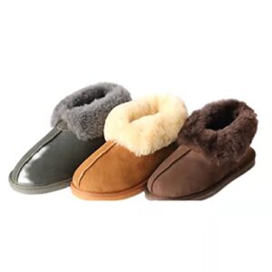 grand downunder boots ankle slippers genuine shearling sheepskins grip sole unisex chestnut