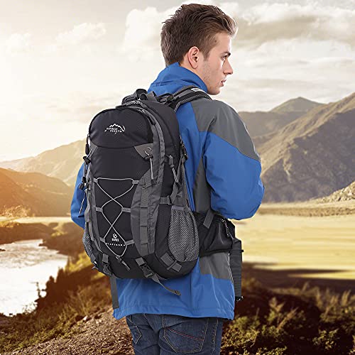 INOXTO lightweight Hiking Backpack 35L/40L Hiking Daypack with Waterproof Rain Cover Camping Backpack for Travel Camping Outdoor for Men and Women (40L Black)