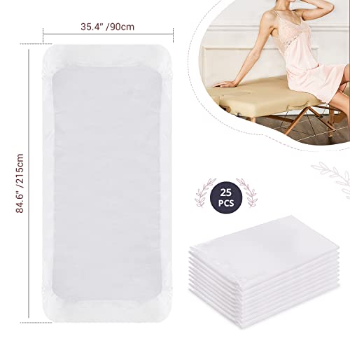 Noverlife 25PCS Disposable Fitted Massage Table Sheets Spa Bed Covers, Breathable Non Woven Fabric Massage Table Protective Cover, Single Use for Beauty Salon Facial Body Skincare Treatments