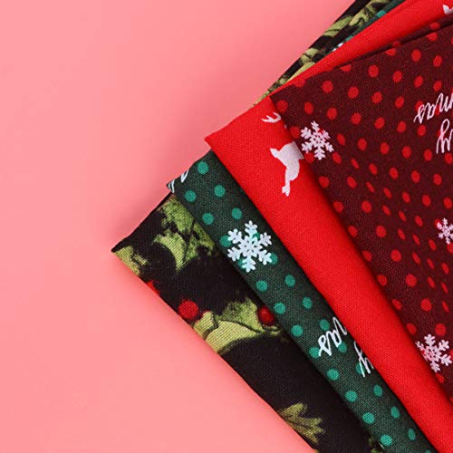 Healifty 20 Pieces Christmas Fabric Bundles Sewing Squares Bundle Multi- Color Fabric Patchwork Christmas Tree Fat Quarters Precut Santa Claus Fabric Scraps for Christmas DIY Quilting