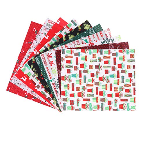 Healifty 20 Pieces Christmas Fabric Bundles Sewing Squares Bundle Multi- Color Fabric Patchwork Christmas Tree Fat Quarters Precut Santa Claus Fabric Scraps for Christmas DIY Quilting