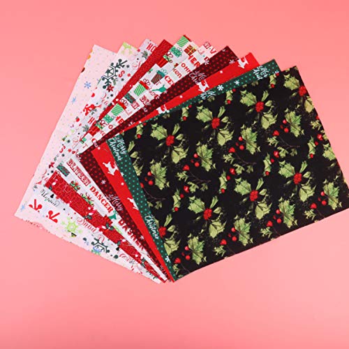 Healifty 20 Pieces Christmas Fabric Bundles Sewing Squares Bundle Multi- Color Fabric Patchwork Christmas Tree Fat Quarters Precut Santa Claus Fabric Scraps for Christmas DIY Quilting