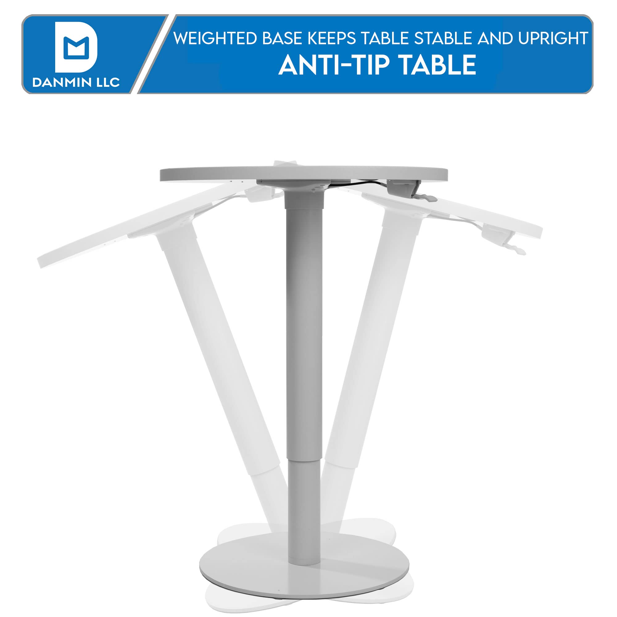 DANMIN 23.5" Round Tabletop - Sit to Stand, Height Adjustable Table/Desk from 25.5" to 40.5" - Perfect for Home Office or School Parties & Events