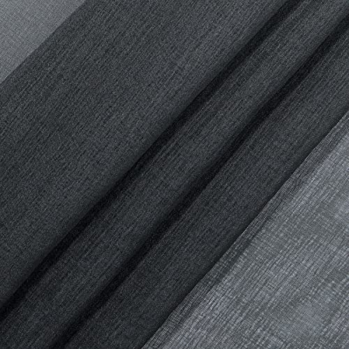 ECLIPSE Ines Printed Ombre Textured Light Filtering Grommet Window Curtains for Bedroom (2 Panels), 52 in x 63 in, Charcoal