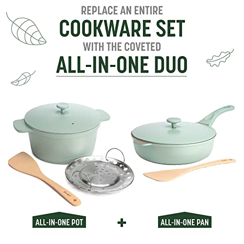 Goodful All-in-One Pan, Multilayer Nonstick, High-Performance Cast Construction, Multipurpose Design Replaces Multiple Pots and Pans, Dishwasher Safe Cookware, 11-Inch, 4.4-Quart Capacity, Sage Green