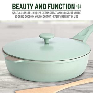 Goodful All-in-One Pan, Multilayer Nonstick, High-Performance Cast Construction, Multipurpose Design Replaces Multiple Pots and Pans, Dishwasher Safe Cookware, 11-Inch, 4.4-Quart Capacity, Sage Green