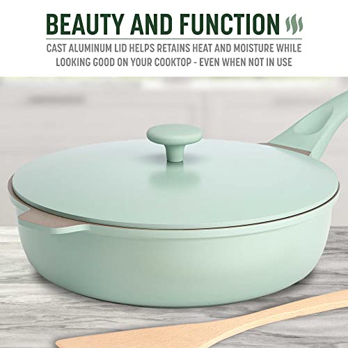 Goodful All-in-One Pan, Multilayer Nonstick, High-Performance Cast Construction, Multipurpose Design Replaces Multiple Pots and Pans, Dishwasher Safe Cookware, 11-Inch, 4.4-Quart Capacity, Sage Green