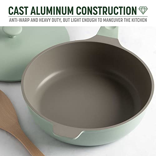 Goodful All-in-One Pan, Multilayer Nonstick, High-Performance Cast Construction, Multipurpose Design Replaces Multiple Pots and Pans, Dishwasher Safe Cookware, 11-Inch, 4.4-Quart Capacity, Sage Green