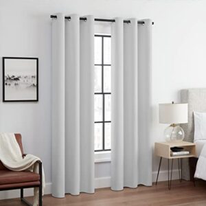 eclipse andover solid tripleweave thermal blackout grommet curtains for bedroom (2 panels), 42 x 84 in, silver white