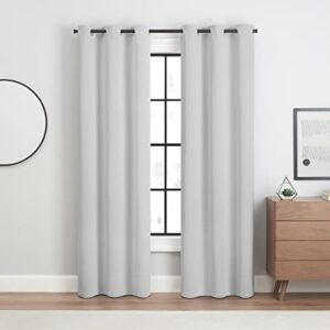 ECLIPSE Andover Solid Tripleweave Thermal Blackout Grommet Curtains for Bedroom (2 Panels), 42 x 84 in, Silver White