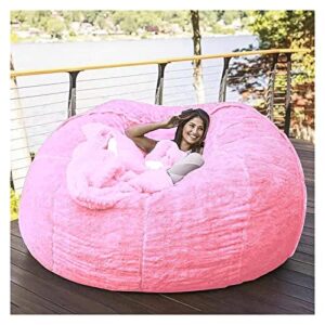 woqo bean bag cover big bean bag chair cover living room furniture big round soft fluffy for adults couples lazy sofa cover (color : pink, size : 135x65cm(53x26in))