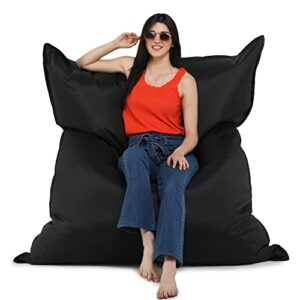 sattva 5.5ft all weather water resistant giant bed bean bag for adults - big bean bag covers only (no filling), love sack bean bag oversized, washable ultra soft zipper, dorm & family room black color