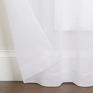 Eclipse Kiara Modern Sheer Voile Light Filtering Grommet Window Curtains for Bedroom (2 Panels), 54 in x 84 in, White