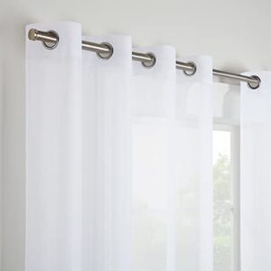 Eclipse Kiara Modern Sheer Voile Light Filtering Grommet Window Curtains for Bedroom (2 Panels), 54 in x 84 in, White