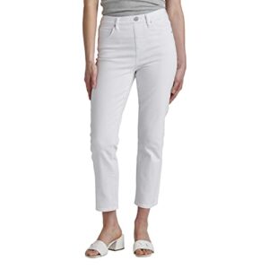 jag jeans women's valentina high rise pull on straight crop jeans, white, 14