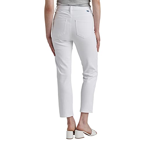 JAG Jeans Women's Valentina High Rise Pull On Straight Crop Jeans, White, 14