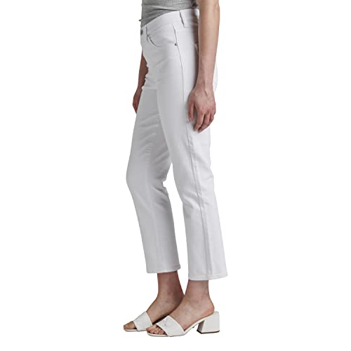 JAG Jeans Women's Valentina High Rise Pull On Straight Crop Jeans, White, 14