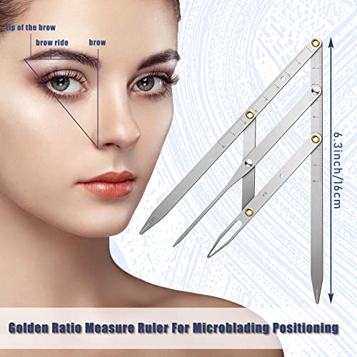 3 Pieces Eyebrow Ruler 3-Point Positioning Ruler Eyebrow Golden Ratio Caliper Microblading Grooming Stencil Shaper Permanent Eyebrow Measuring Tool DIY Ruler Kit for Student Brow Artists