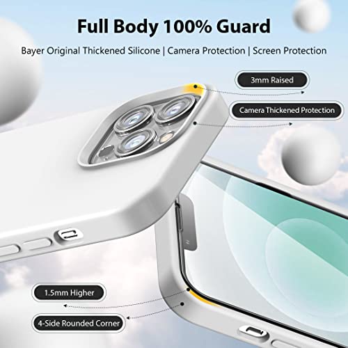 LOVE 3000 Compatible with iPhone 13 Pro Case 6.1 inch(2021) | Premium Liquid Silicone Rubber | Soft Anti-Scratch Microfiber Lining Full-Body Protection Case for iPhone 13 Pro, White