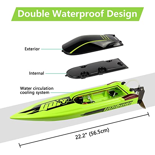 Cheerwing 22" Large RC Racing Boats, Brushless Remote Control Boat 40 Km/h with LED Lights High Speed for Adults and Kids