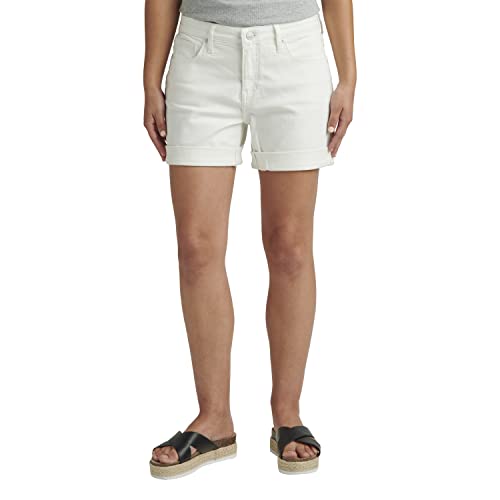 JAG Jeans Women's Alex Mid Rise Boyfriend Short, White, 12