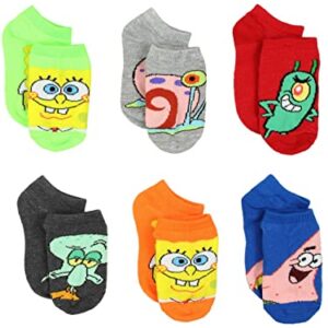 Nickelodeon Spongebob Squarepants Boys Girls Toddler 6 pack Socks (Medium (6-8), Multicolor)