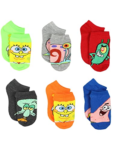 Nickelodeon Spongebob Squarepants Boys Girls Toddler 6 pack Socks (Medium (6-8), Multicolor)