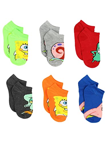 Nickelodeon Spongebob Squarepants Boys Girls Toddler 6 pack Socks (Medium (6-8), Multicolor)