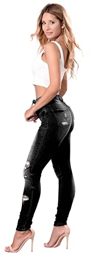 Women's High Waisted Jeans for Women Distressed Stretch Jeans for Women Ripped Butt Lift Jeans Denim Pants Black, Size 16