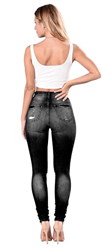 Women's High Waisted Jeans for Women Distressed Stretch Jeans for Women Ripped Butt Lift Jeans Denim Pants Black, Size 16