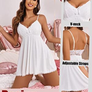 Avidlove Womens Sexy Sleepwear Lace Chemise Nightgown Sexy Womens Nightie Honeymoon Lingerie (White,L)