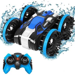 pecmpo water and land rc car for kids-2.4ghz remote control boat waterproof rc monster truck stunt car 4wd rc vehicle-toys gift for 6-12 year old boys girls teen