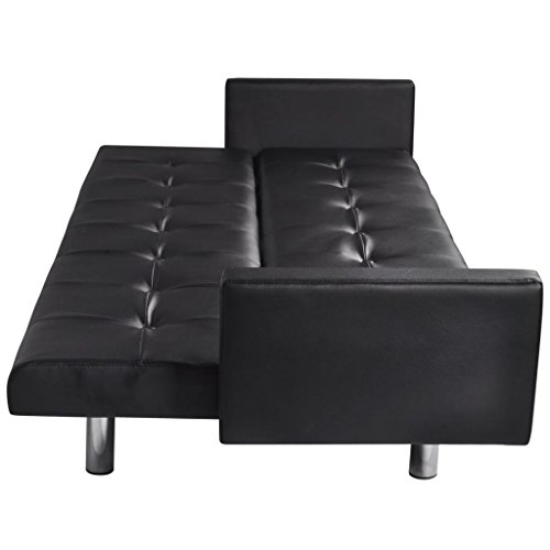 Makastle Artificial Leather Adjustable Sofa Bed with Armrests, Modern Wooden Frame Convertible Seat Couch Bed Recliner for Home Living Room Office 72.4" x 30.5" x 23.8"