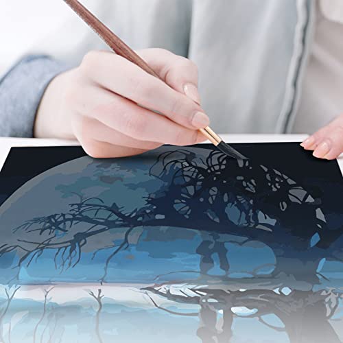 Paint by Number for Adults, CAYUDEN 16"x 20" Acrylic Paint by Numbers for Adults Beginner Kids Landscape Painting by Numbers on Canvas with 3 Brushes Moon Adult Paints by Number Kits Painting Set