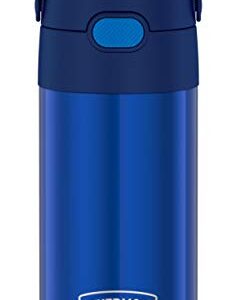 THERMOS FUNTAINER 12 Ounce Stainless Steel Vacuum Insulated Kids Straw Bottle, Blue & FUNTAINER 10 Ounce Stainless Steel Vacuum Insulated Kids Food Jar with Folding Spoon, Navy