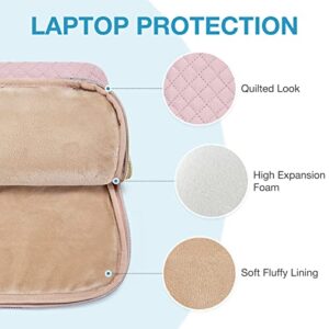 Laptop Sleeve, BAGSMART Laptop Carrying Case Compatible with 13-13.3 inch Notebook,Compatible with MacBook Pro 14 Inch,MacBook Air,Laptop Protective Bag with Pocket,Handles,Pink